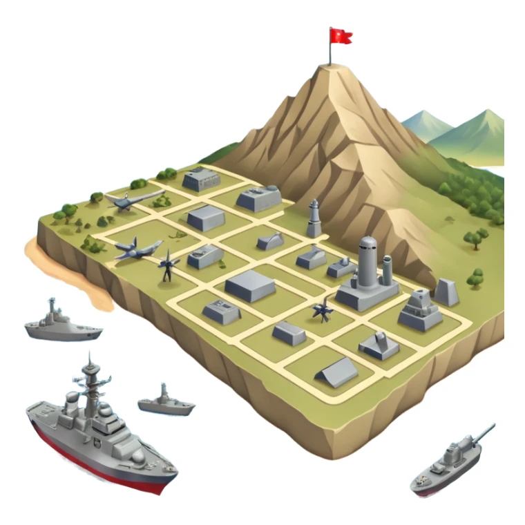 strategic military map with military objects sticker