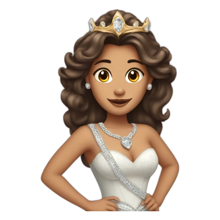 furiouslong haired brunette princess with a big crown with diamonds sticker