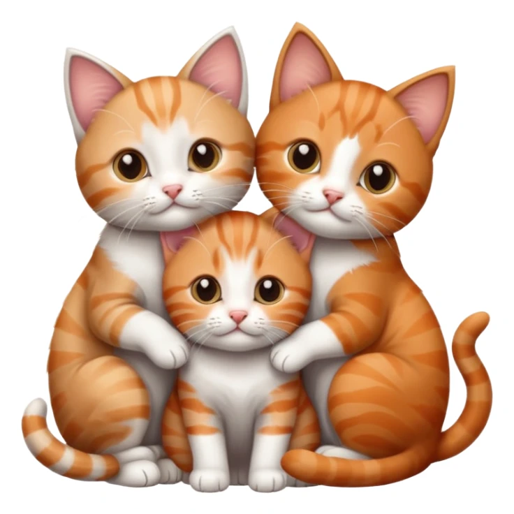 3 kittens cuddling together all different colours, the first one is grey and white, the second is ginger and white and the third is brown tabby and white sticker