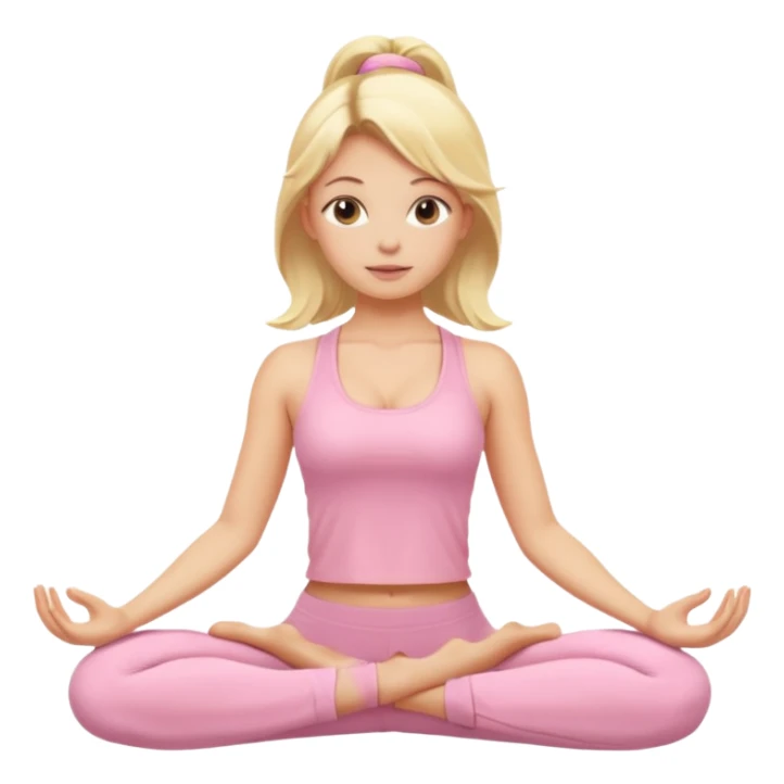 blonde yoga girl light pink clothes n sticker