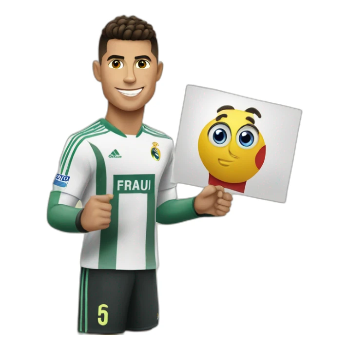 Cristiano Ronaldo holding a sign with Abdul Latif written on it sticker