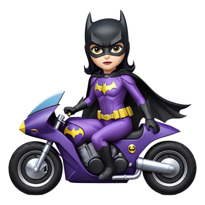 scale racing sexy fitted Batgirl’s heroically armored midnight-colored tight outfit 1970’s tv style dark knight stealthy accurate sporty safe plush deluxe off-road pursuit drifting F1 town car (black hair, shoulders back against seat) rally sticker