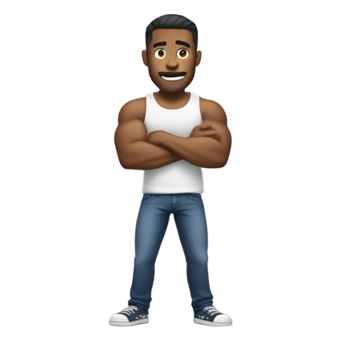 casual guy with phone outfit with big muscles sticker