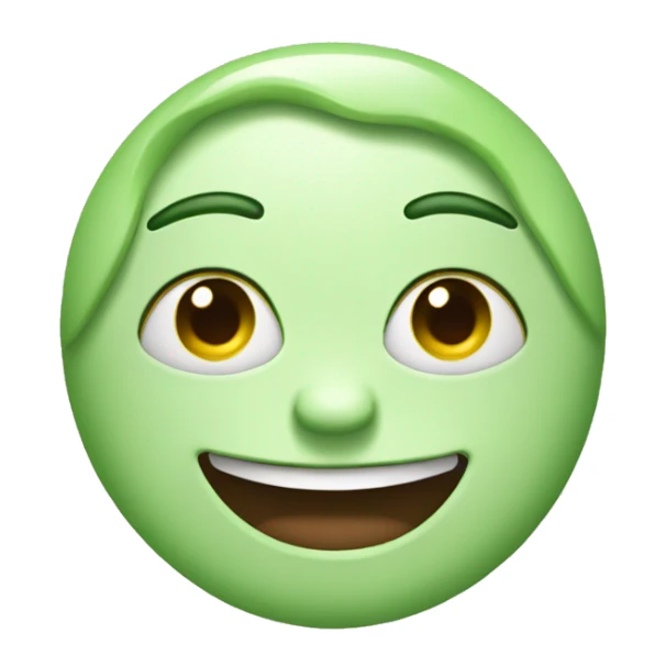 happy face full of green cream that resembles face makeup sticker