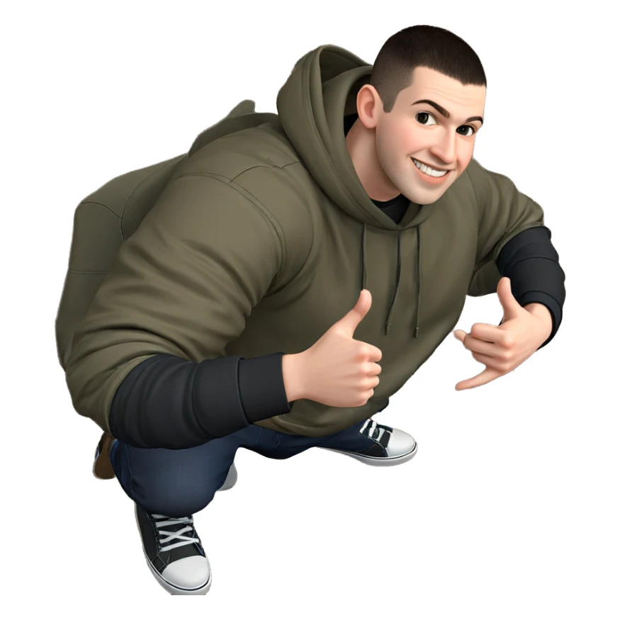 smiling boy giving thumbs up sticker