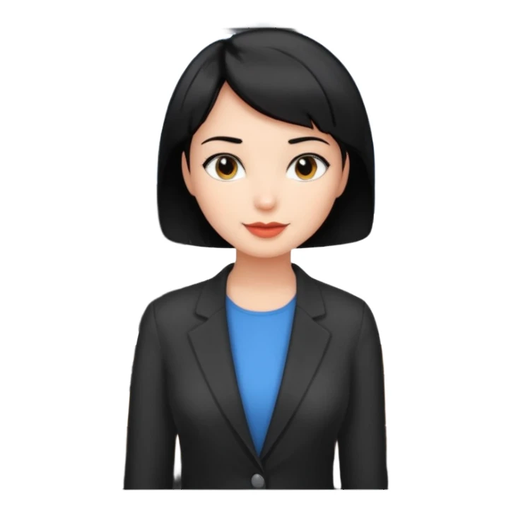 black short hair office  girl says hi sticker