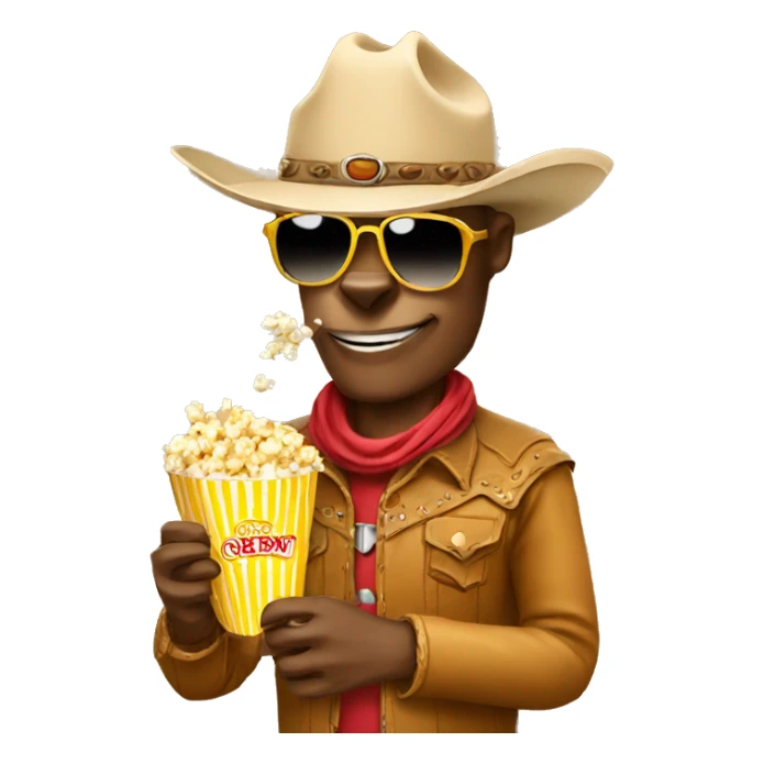  cowboy with sunglasses in a camel eating popcorn  sticker