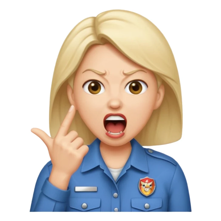 emojis.com a-karen-mom-yelling-at-somebody-that-wont-take-their-dog-out-and-is-showing-her-badge-but-its-fake sticker