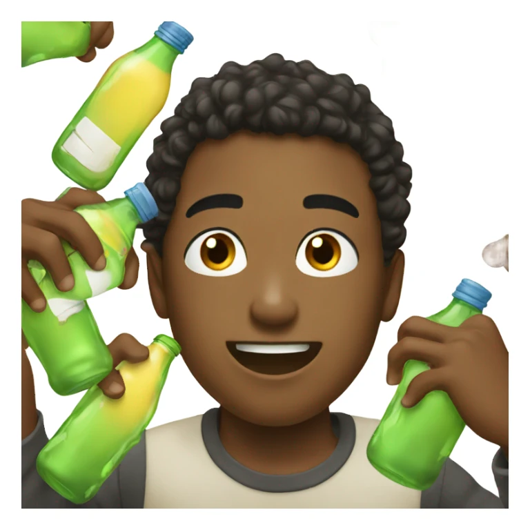 boys showing off personalities drinking out of bottles sticker