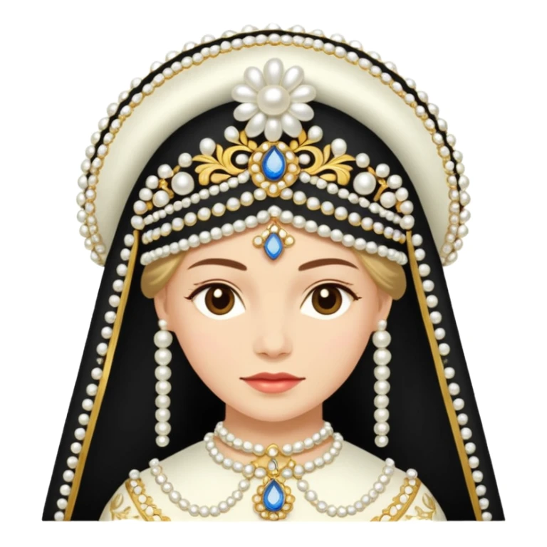 Russian kokoshnik with pearls and gold sticker