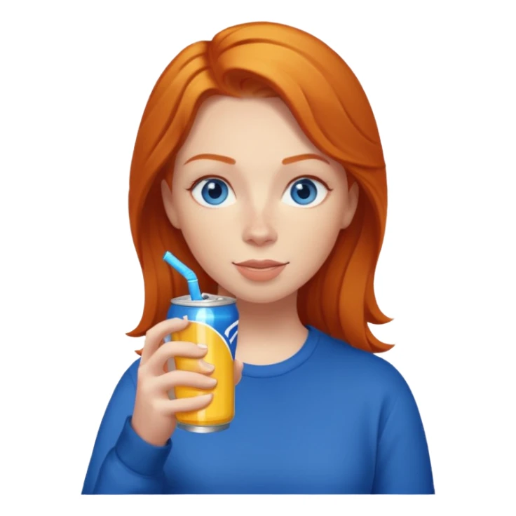 ginger woman sipping energy drink blue eyes cosy  sticker