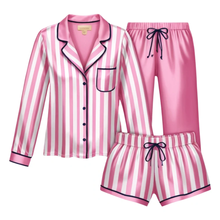 Striped pink and white silk Victoria’s Secret pajama set sticker