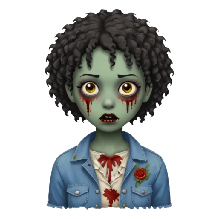 A black zombie girl with very short curly hair sticker