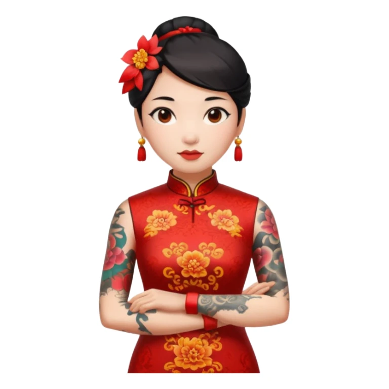 ancient chinese woman with tatooed and cheongsam sticker