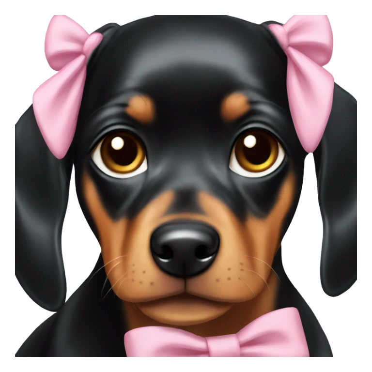 black tan pinscher big ears girly pink bow on head sticker
