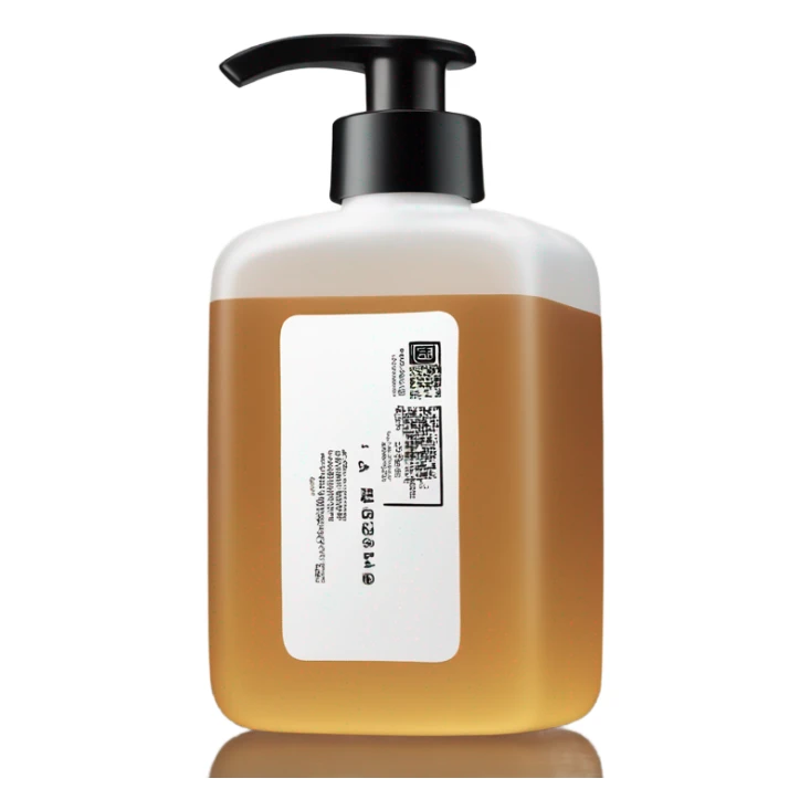 brown oil cleanser bottle with white chinese label and white pump sticker
