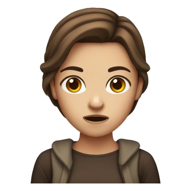 A disgruntled girl with brown hair  sticker