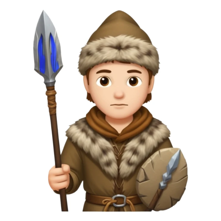 A hunter man wearing fur clothing and holding a stone spear.


















 sticker