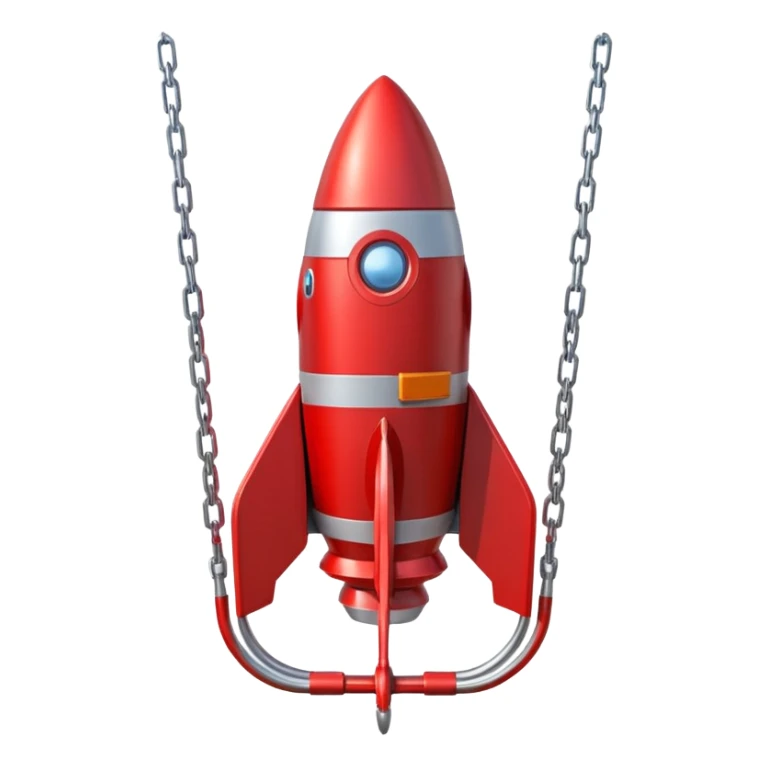 a swing seat with prominent rocket boosters on each side, positioned to launch the rider sticker