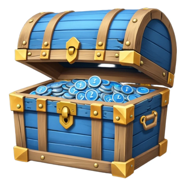 treasure chest of blue coins sticker