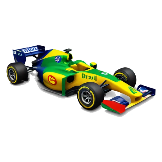 formula 1 car with the colors of the Brazil sticker