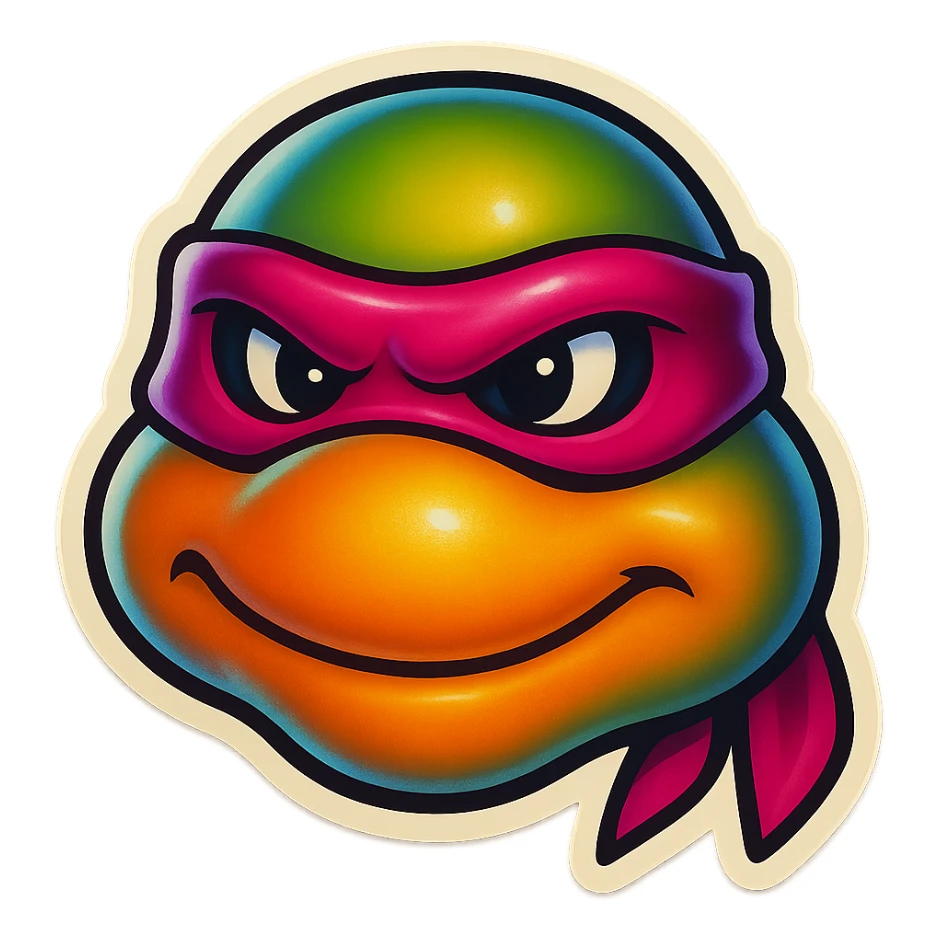 generate the face of a ninja turtle
Without showing teeth
It can't be green
maybe with a Nina mask instead of those stripes sticker