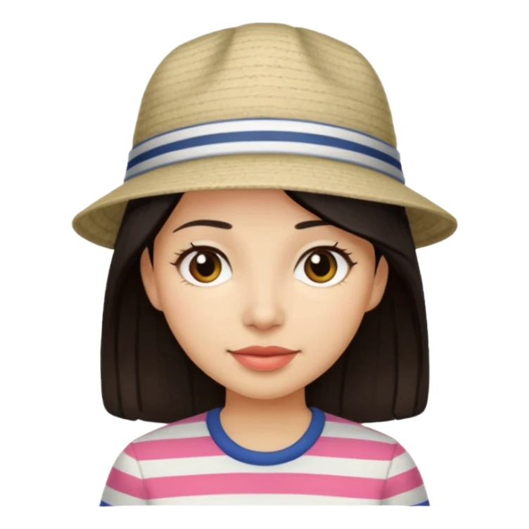 marinera de pelo negro con camisa a rayas y gorro sticker