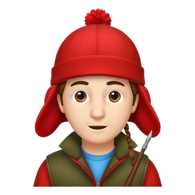 red hunting hat with ear flaps, vivid colors sticker