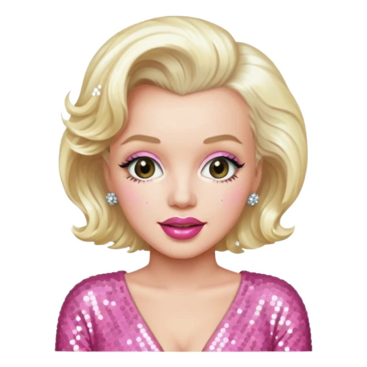 Marilyn Monroe with platinum blonde hair, pink sequin outfit sticker