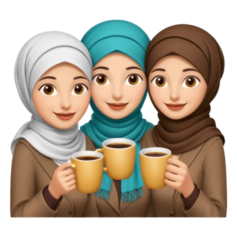 Emoji of 3 arab women drinking coffee sticker