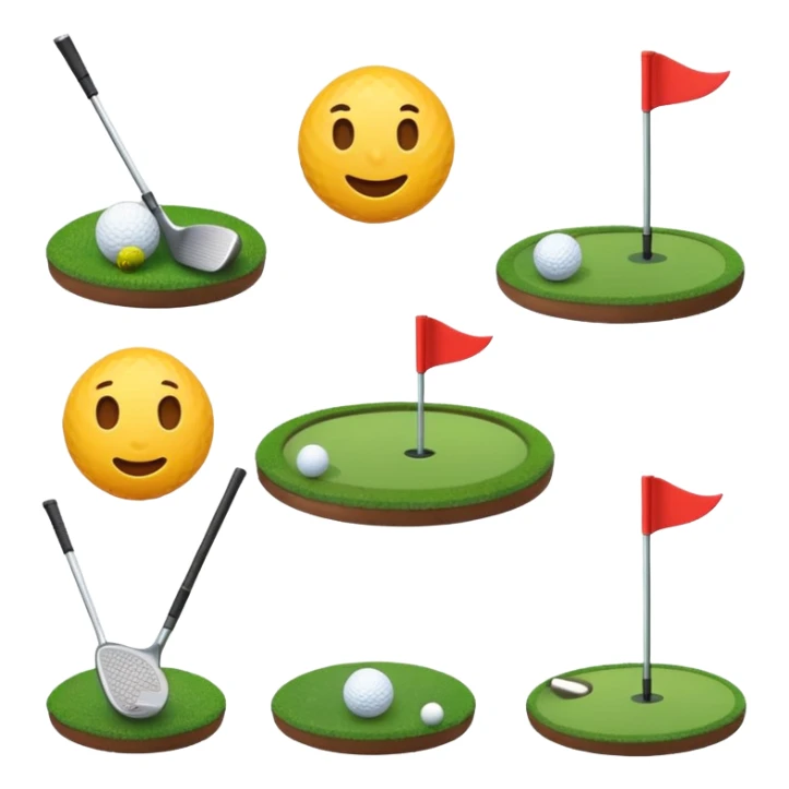 “Create a set of simple, cute, flat-style emojis themed around golf.  Designed in classic emoji style, consistent and expressive.” sticker