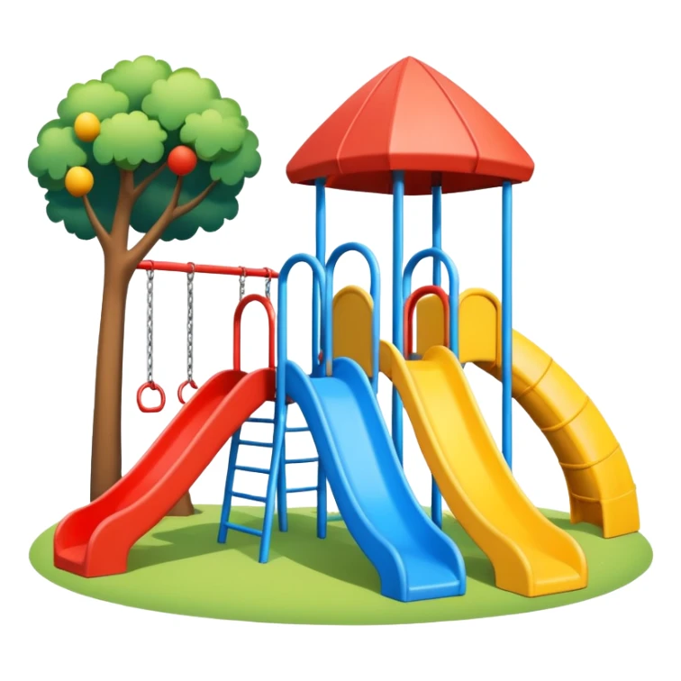 simple and colorful playground with 2 slides and 2 swings sticker