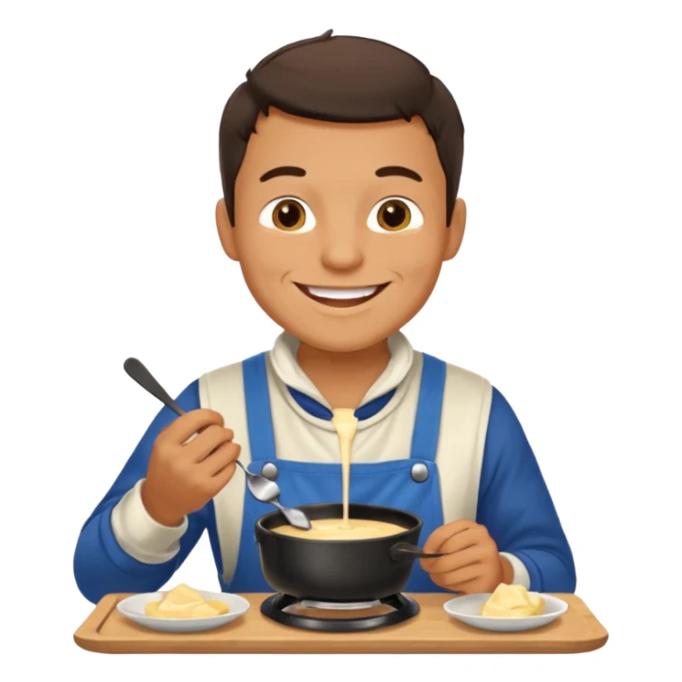 man eating fondue sticker
