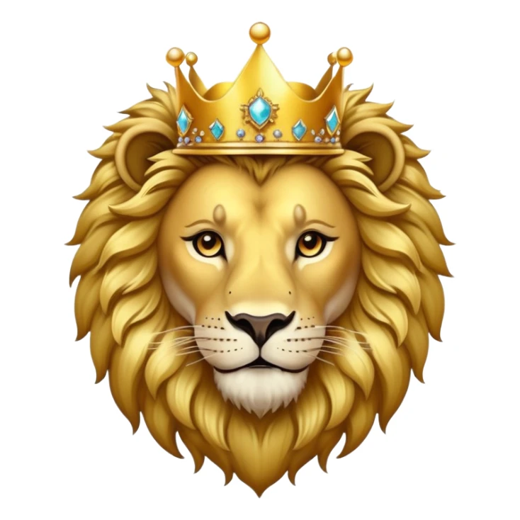 Golden Crescent moon with sparkles, with a lion wearing a crown sticker