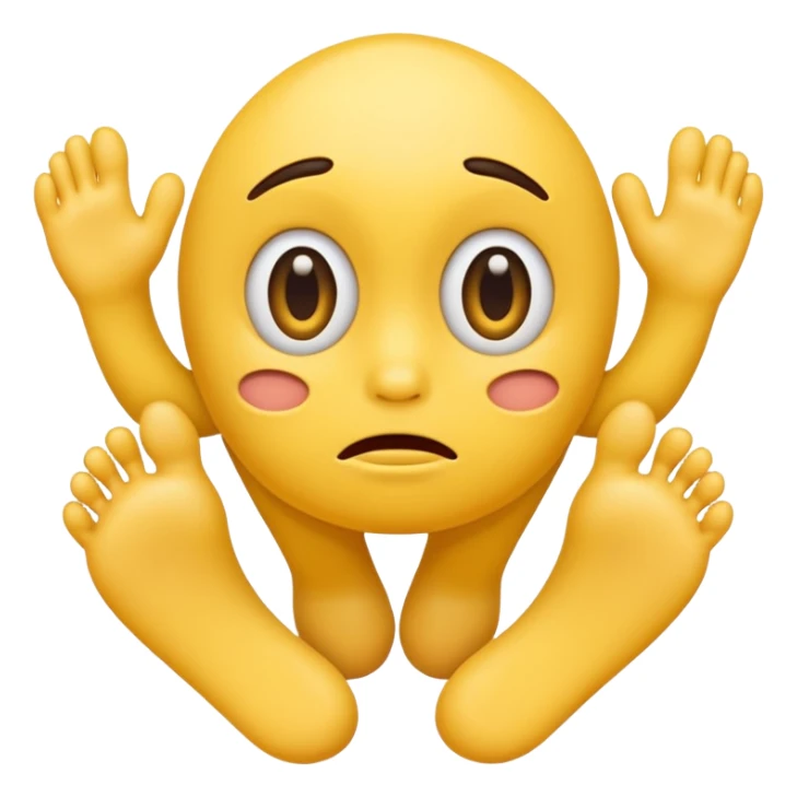 funny confused face yellow emoji with two feet behind it sticker