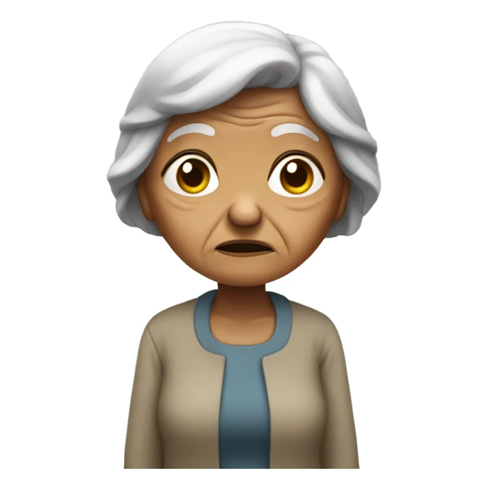 old woman sad standing  sticker