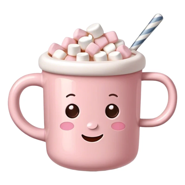 Light Pink mug of hot chocolate with marshmallows  sticker