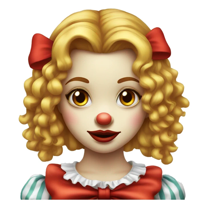 Pretty clown girl long hair red nose red bow  sticker