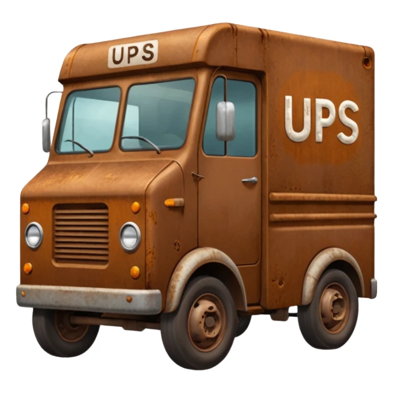 Brown delivery truck with the letters u p s on the side sticker