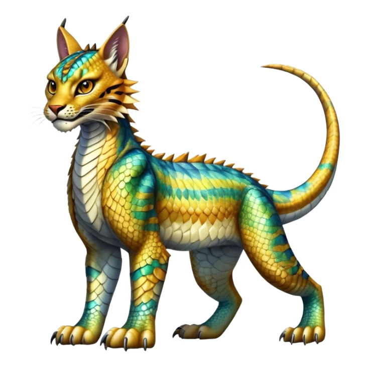 Shiny exotic iridescent Dragon-Tiger-type Lynx-Caracal-Crocodile-Bobcat-Fakémon-creature full body sticker