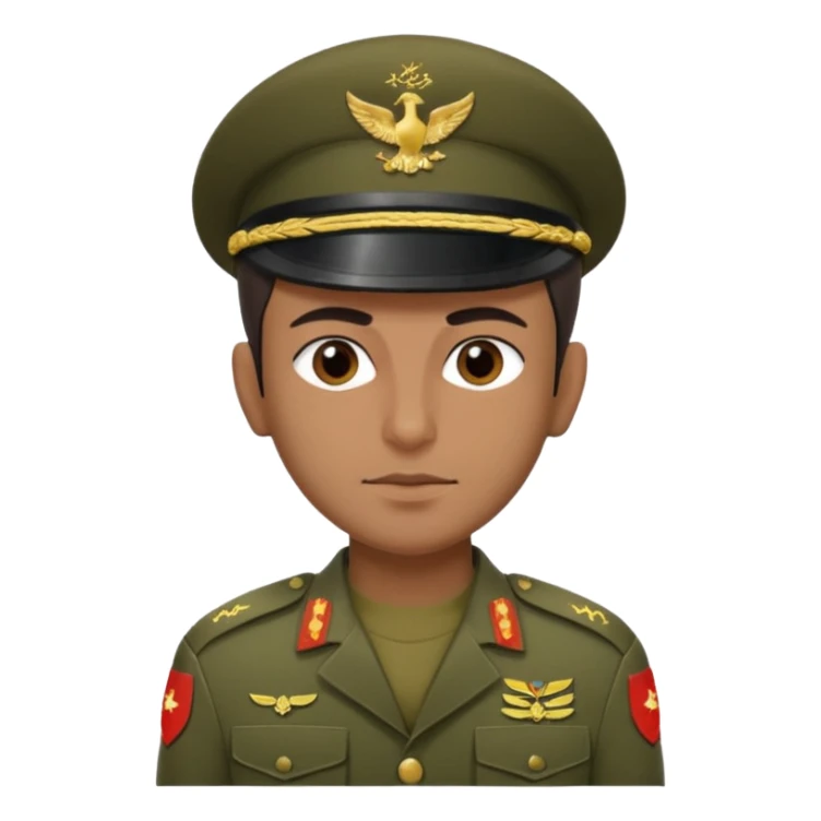 
portrait of an Iranian soldier, from head to chest, with a neutral expression sticker