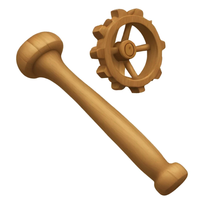 generate an emoji of a ‘rattle’, a traditional Mexican noisemaker. It typically features a wooden handle and a gear-like top with protruding pegs that hit a flat sticker