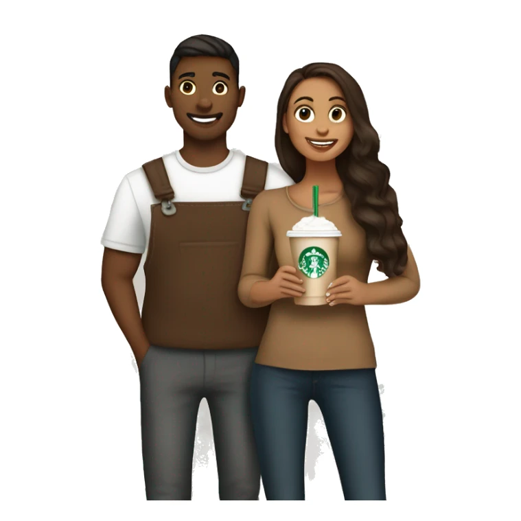 Brunete girl and boy drinking starbucks gingerbread latte sticker