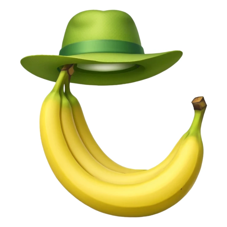 crea un emoji de un platano verde con sombrero.  sticker