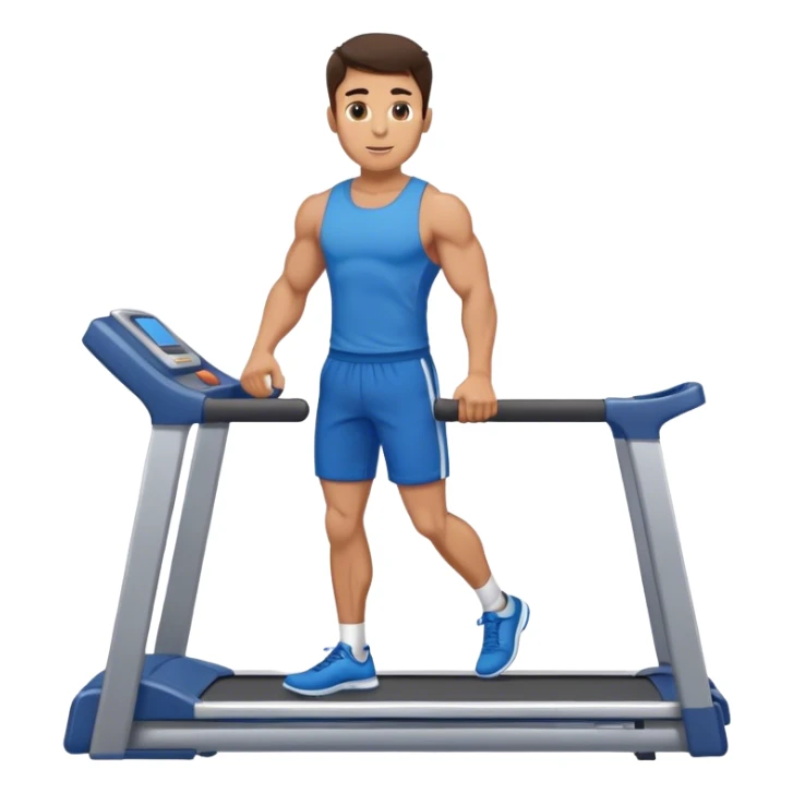 brunette male bodybuilder blue shorts treadmill sticker