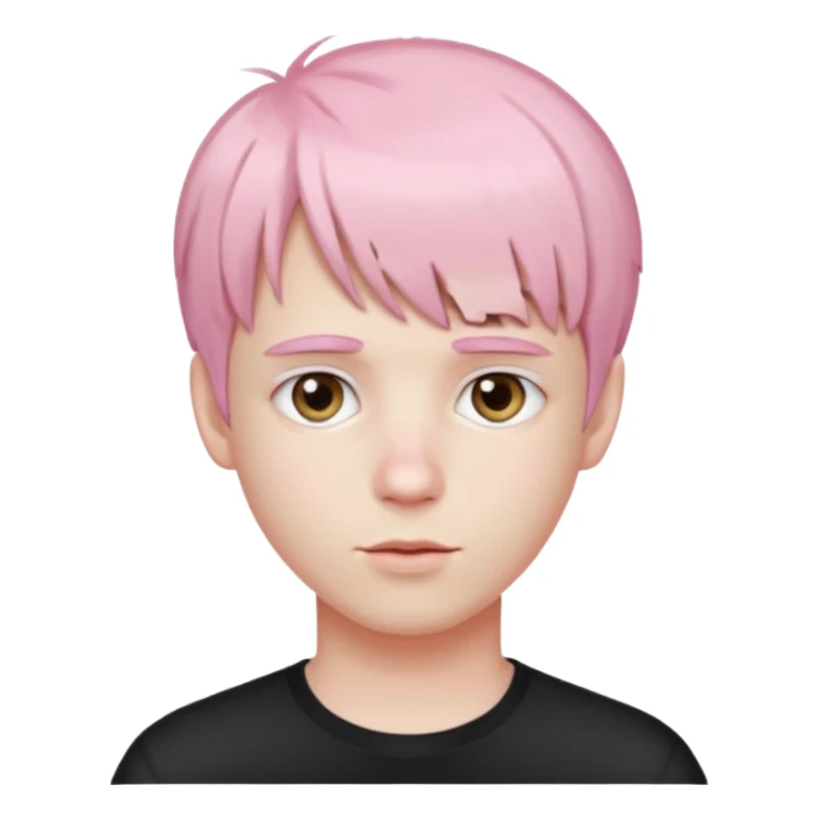 Pretty boy, short light pink hair with bangs. Pale.  sticker