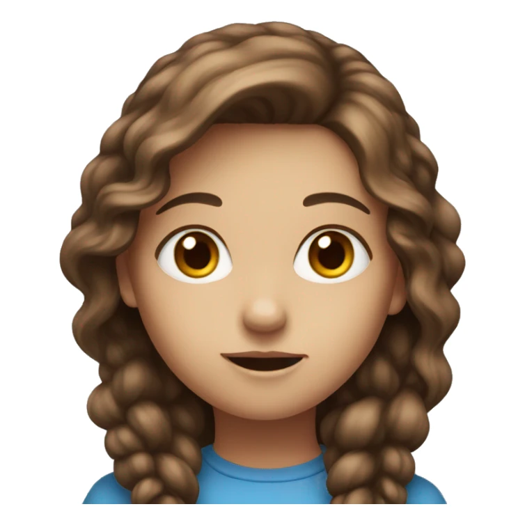 curious girl with brown hair and blue eyes sticker
