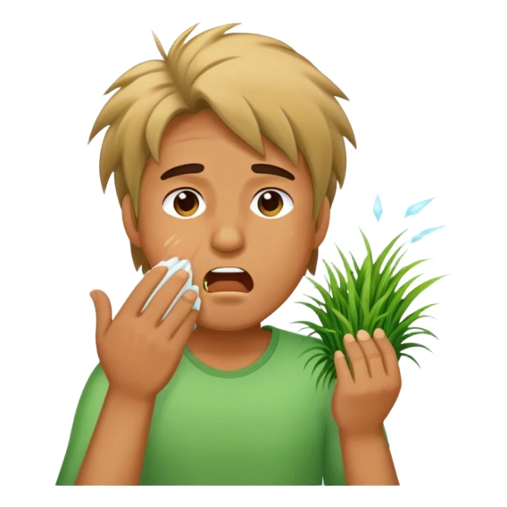 man with grass for hair sneezing sticker