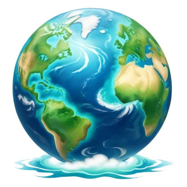 Cinematic Realistic Earth Emoji, depicted with vibrant blue oceans, clouds, and lush green continents rendered in exquisite detail, high shine, and a soft radiant glow that captures the dynamic, life-sustaining beauty of our home planet. sticker