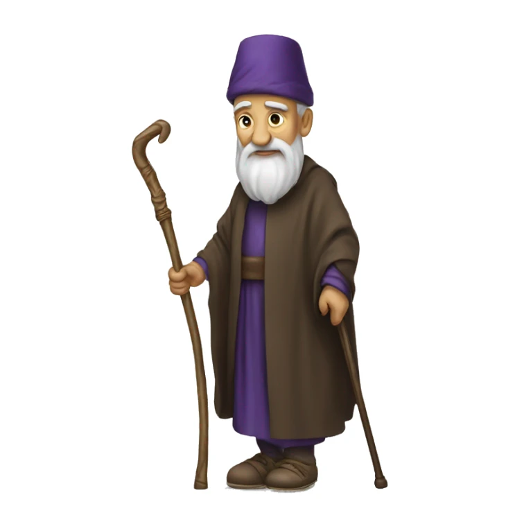 Old sultan walking with help of walking stick  sticker